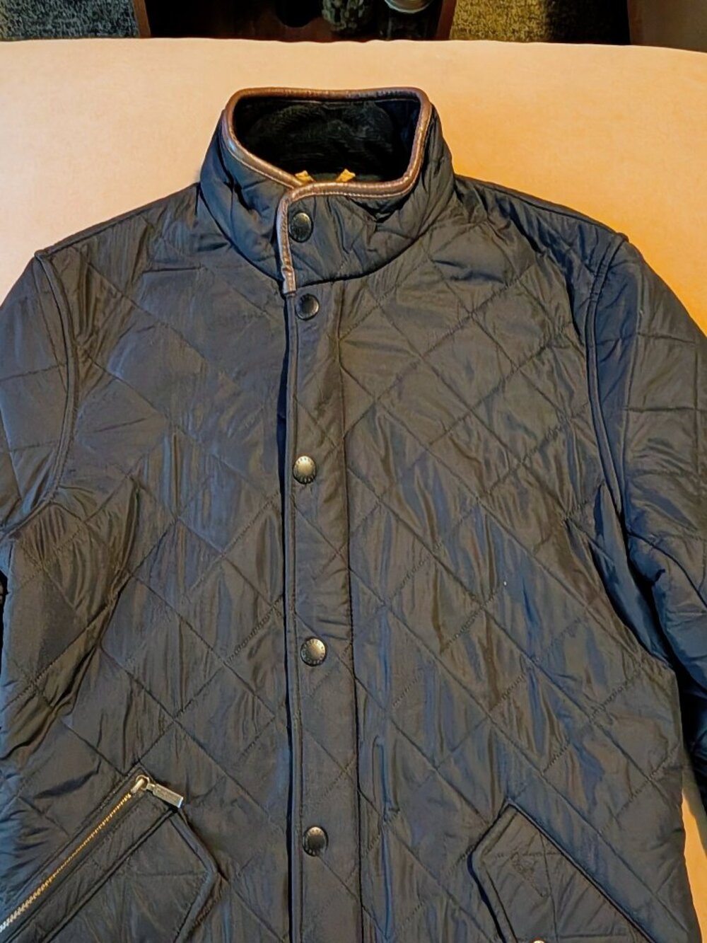 Men's Barbour Powell Quilted Jacket Size Medium Navy Blue